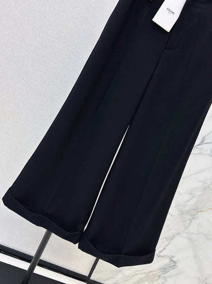 26ss Chain-embellished cropped straight-leg pants