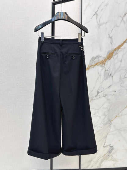 26ss Chain-embellished cropped straight-leg pants