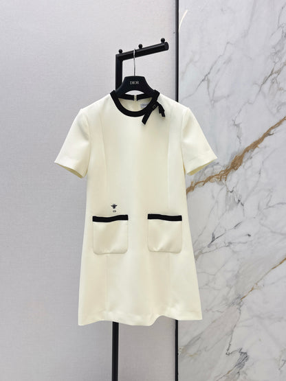 26ss Color-blocked Short-Sleeve Dress