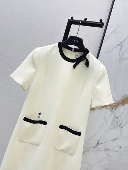 26ss Color-blocked Short-Sleeve Dress