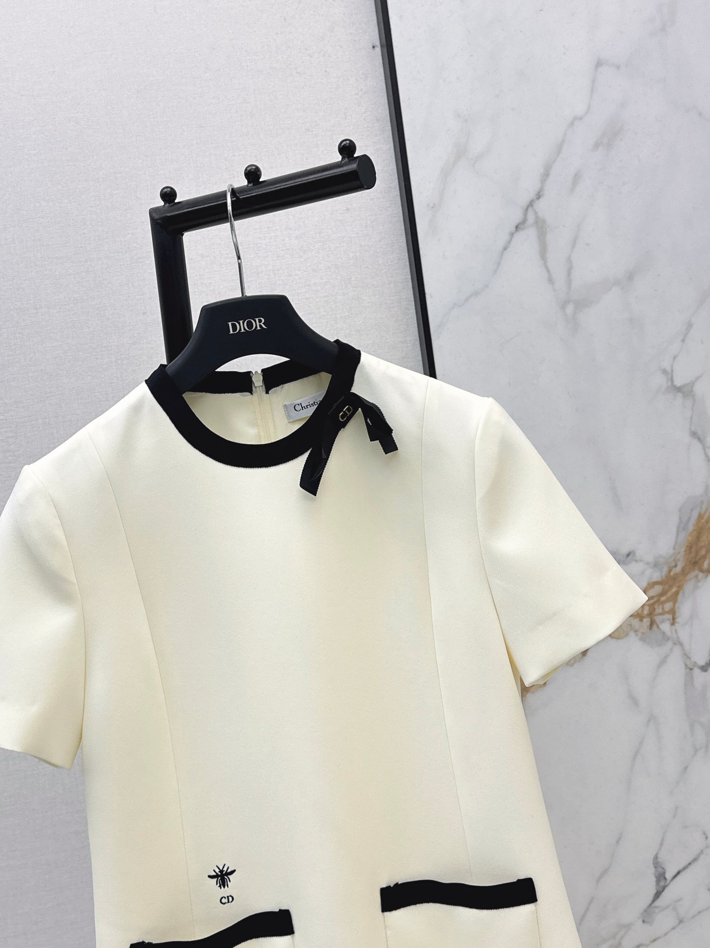 26ss Color-blocked Short-Sleeve Dress