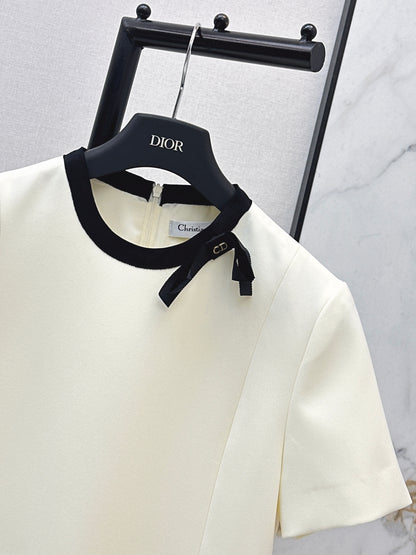 26ss Color-blocked Short-Sleeve Dress