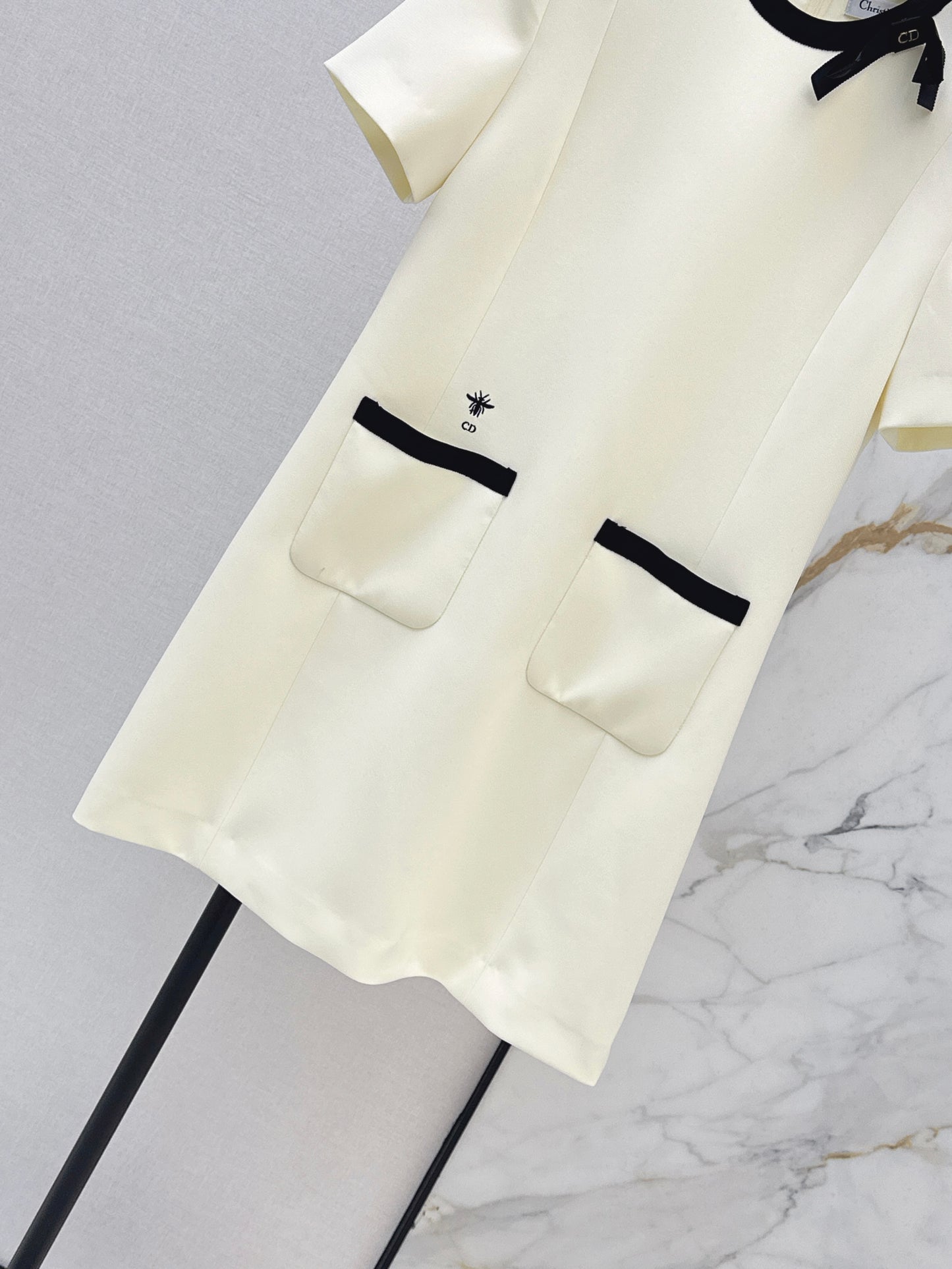 26ss Color-blocked Short-Sleeve Dress