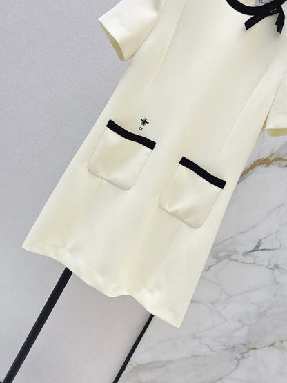 26ss Color-blocked Short-Sleeve Dress