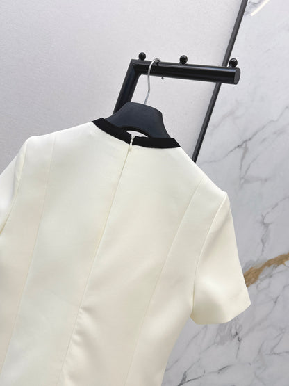 26ss Color-blocked Short-Sleeve Dress