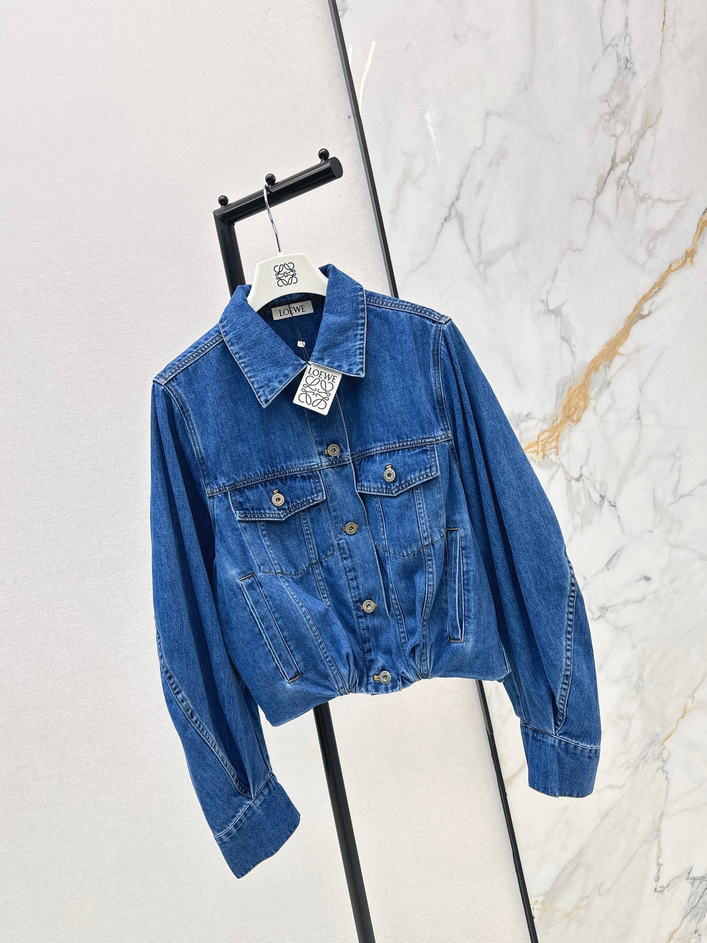 26ss Denim Jacket with Curved Sleeves