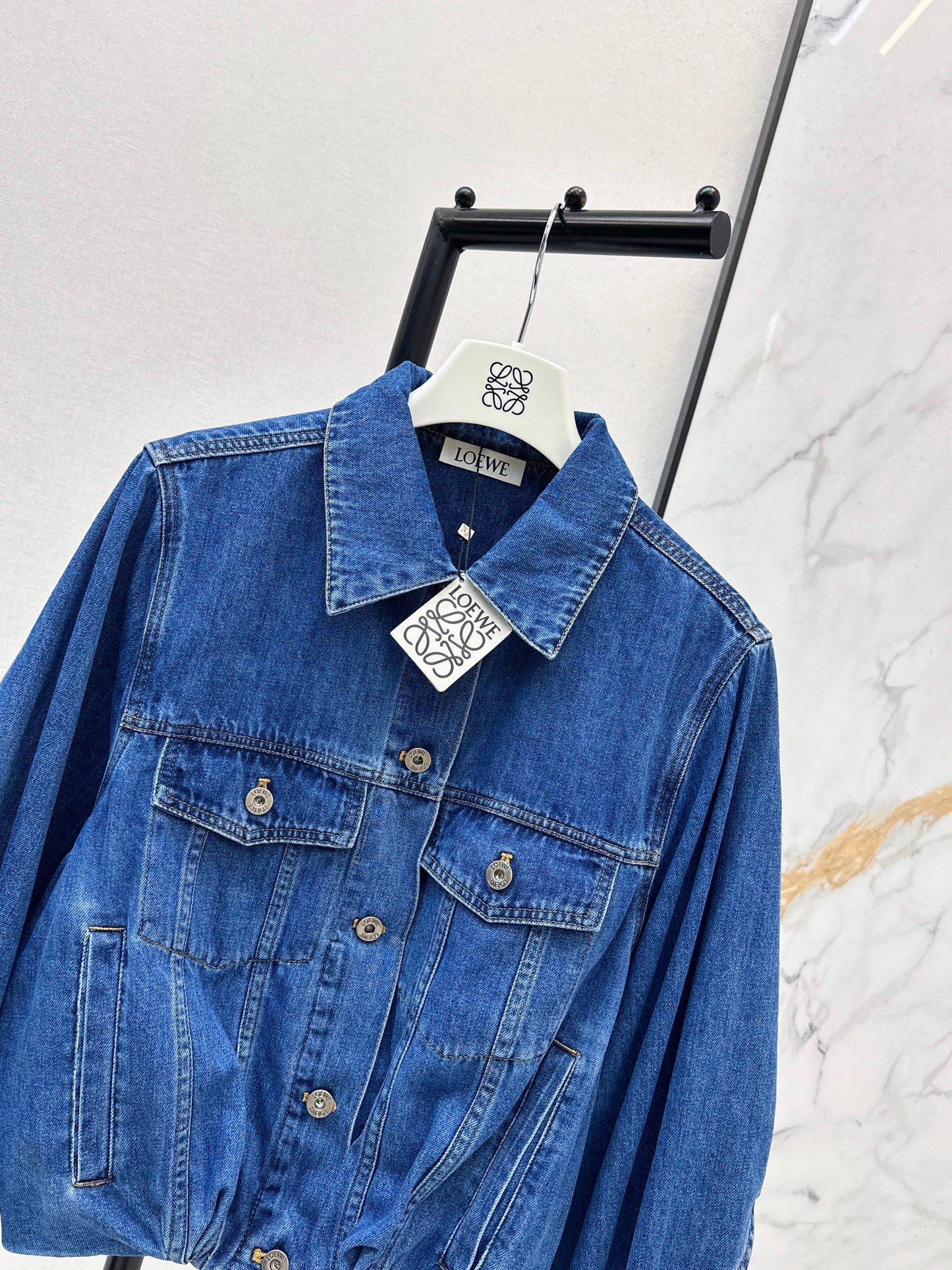 26ss Denim Jacket with Curved Sleeves
