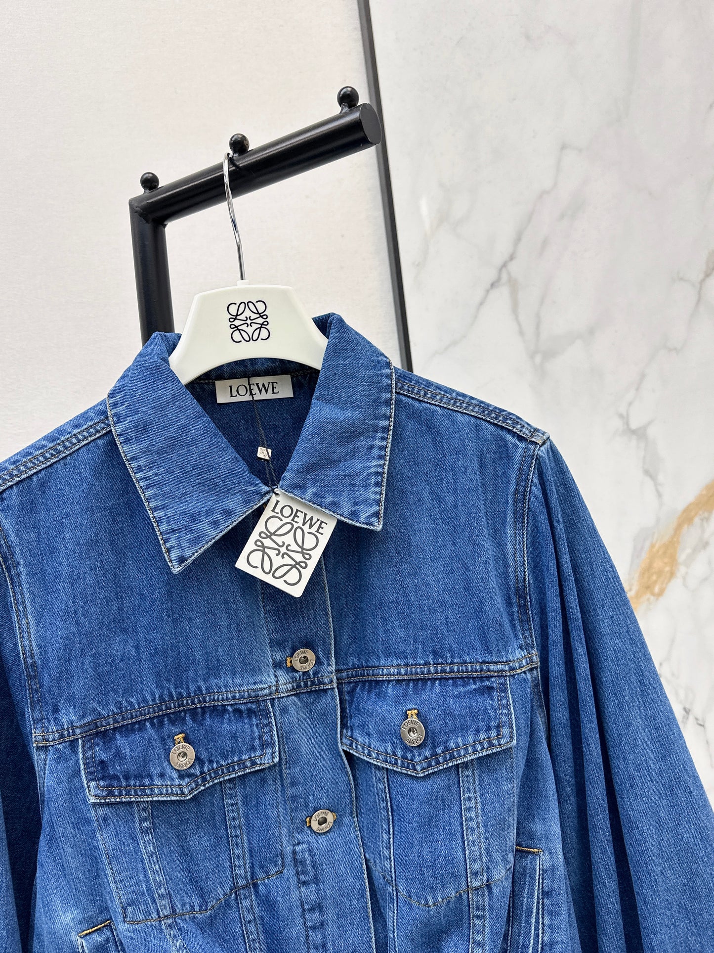 26ss Denim Jacket with Curved Sleeves