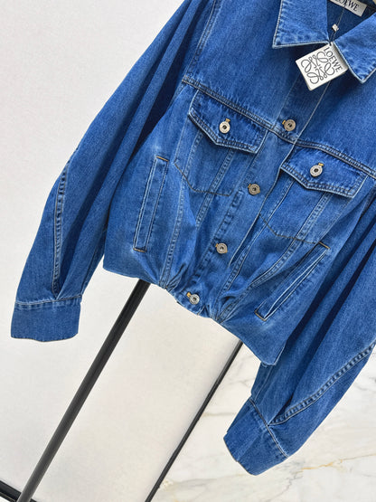 26ss Denim Jacket with Curved Sleeves
