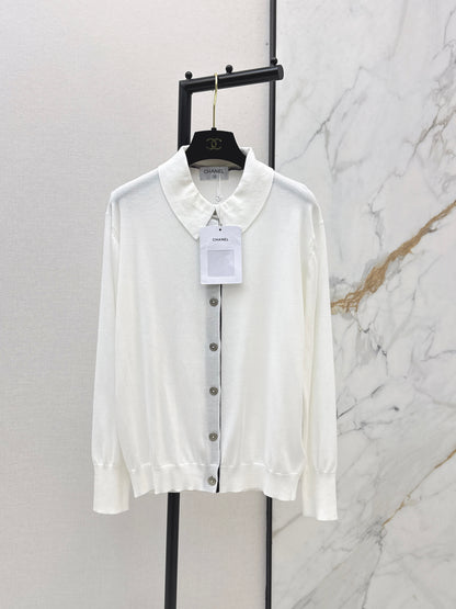 26ss Collared cardigan with placket design