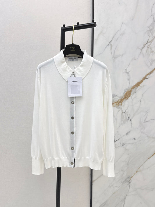 26ss Collared cardigan with placket design