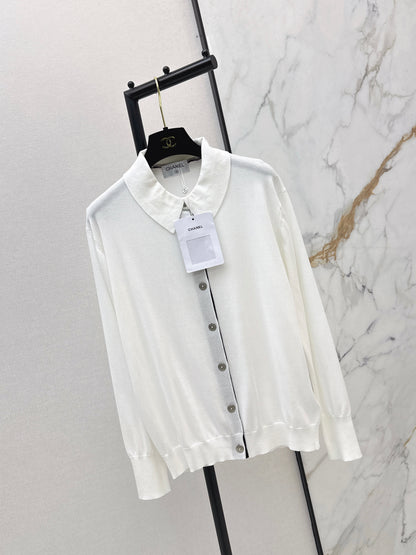 26ss Collared cardigan with placket design