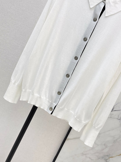 26ss Collared cardigan with placket design