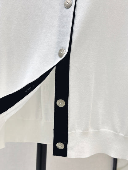 26ss Collared cardigan with placket design