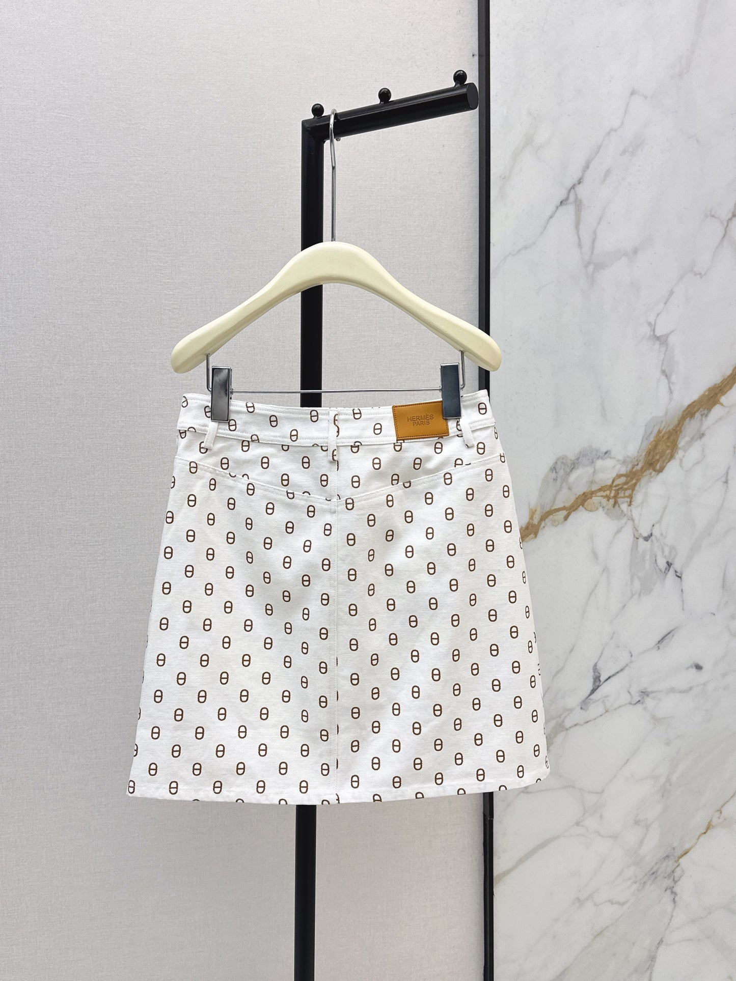 26ss Pig Nose Print Denim Midi Skirt