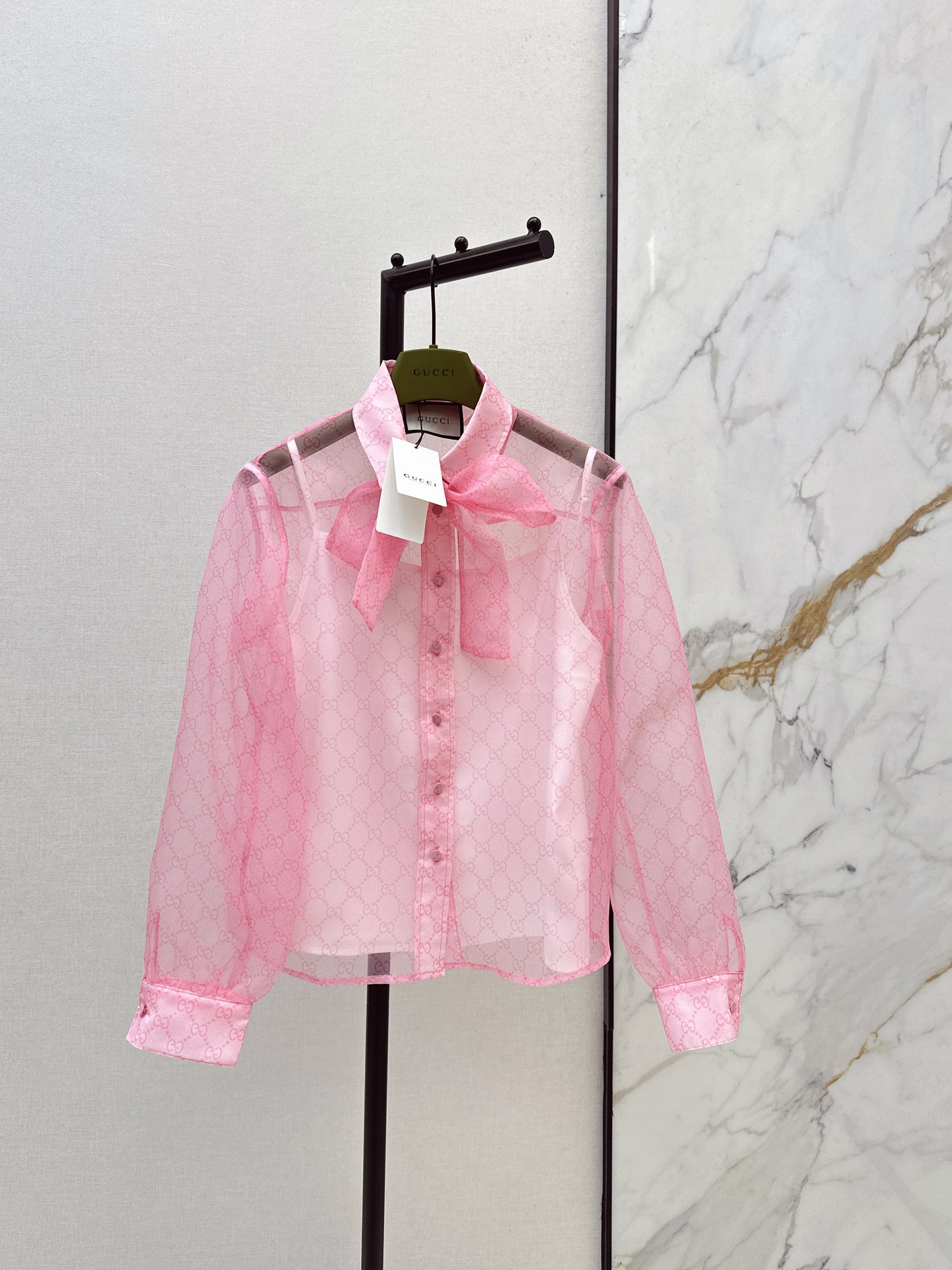 26ss Printed Ribbon Sheer Two-Piece Set