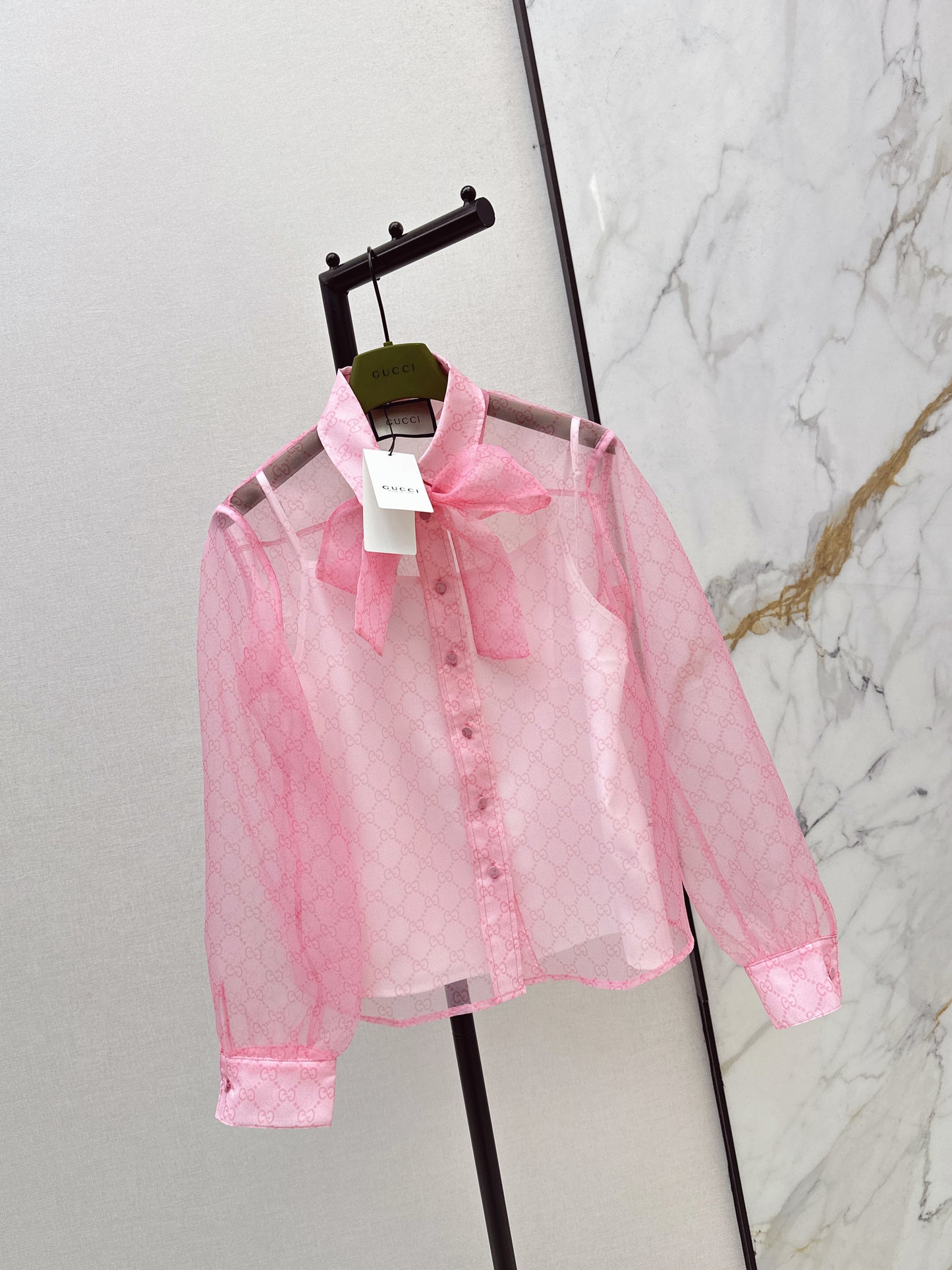 26ss Printed Ribbon Sheer Two-Piece Set