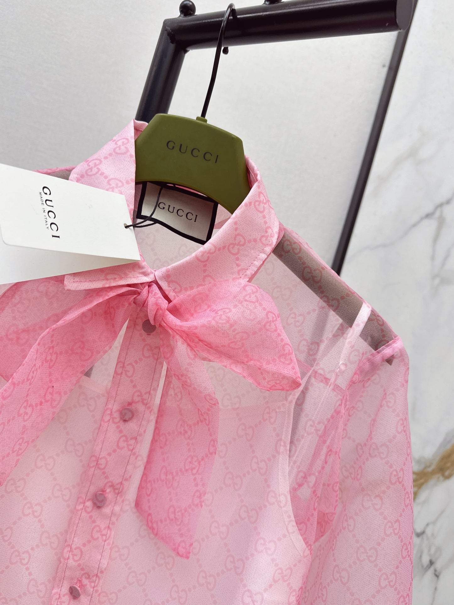 26ss Printed Ribbon Sheer Two-Piece Set