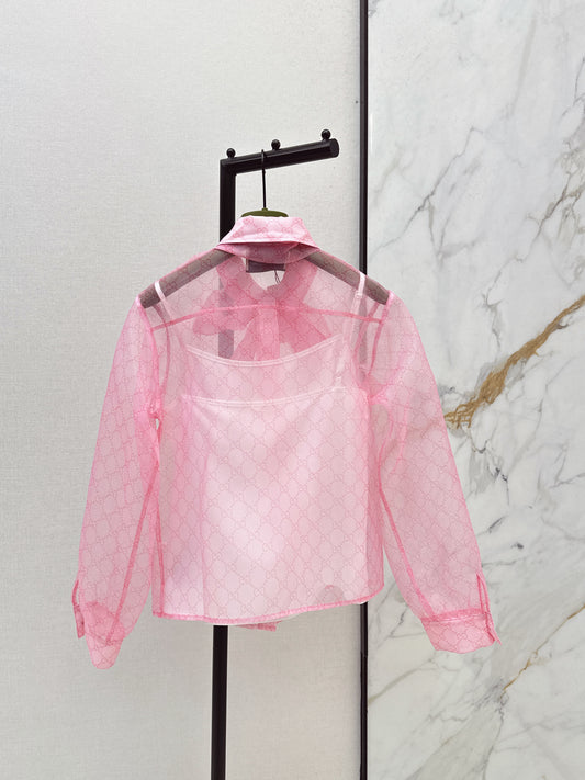 26ss Printed Ribbon Sheer Two-Piece Set