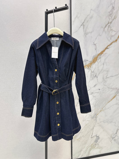 26ss Collared, A-line Denim Dress