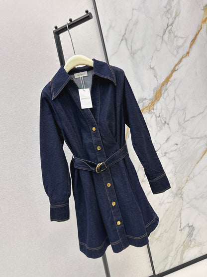 26ss Collared, A-line Denim Dress