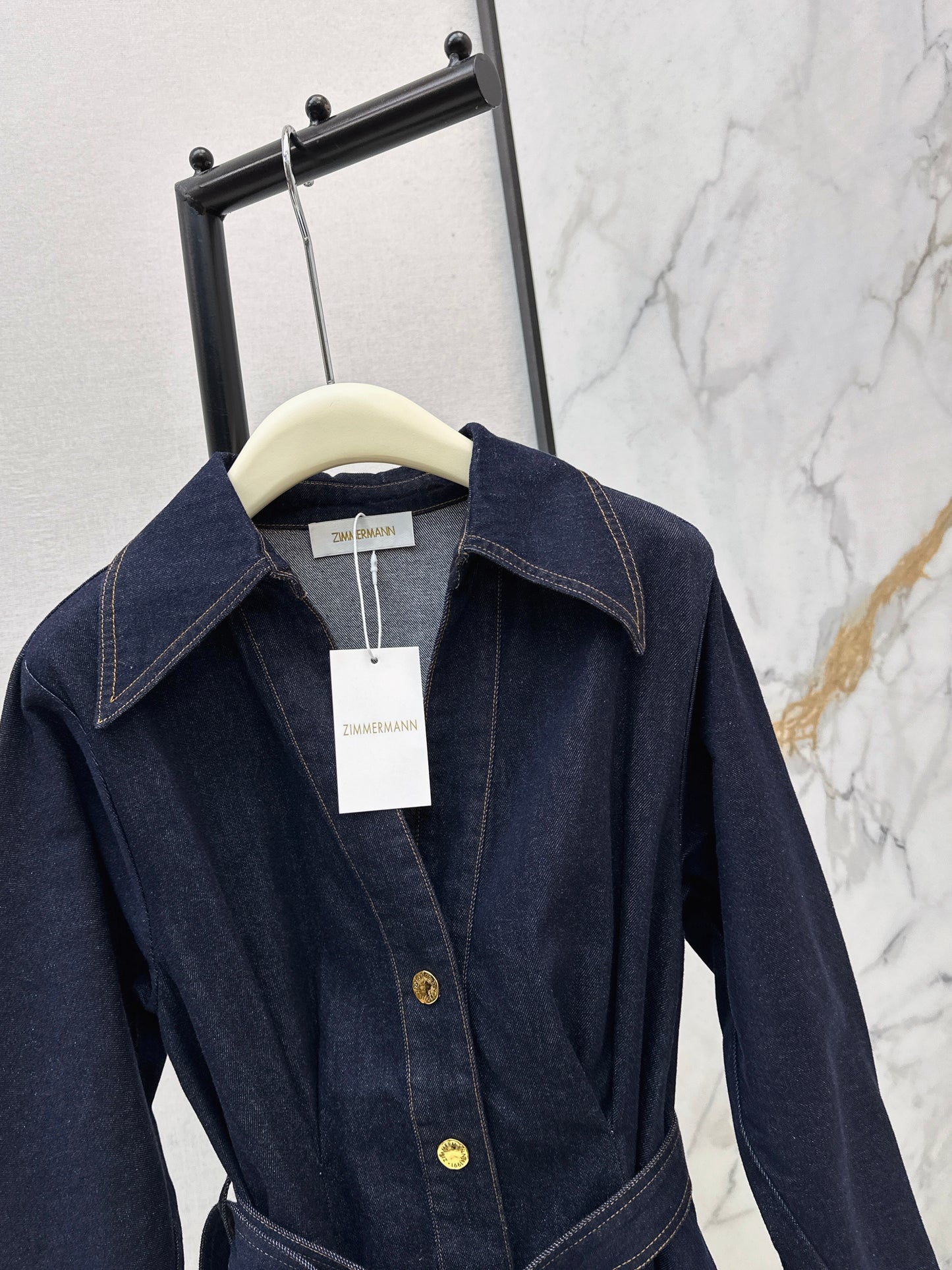 26ss Collared, A-line Denim Dress