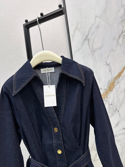 26ss Collared, A-line Denim Dress