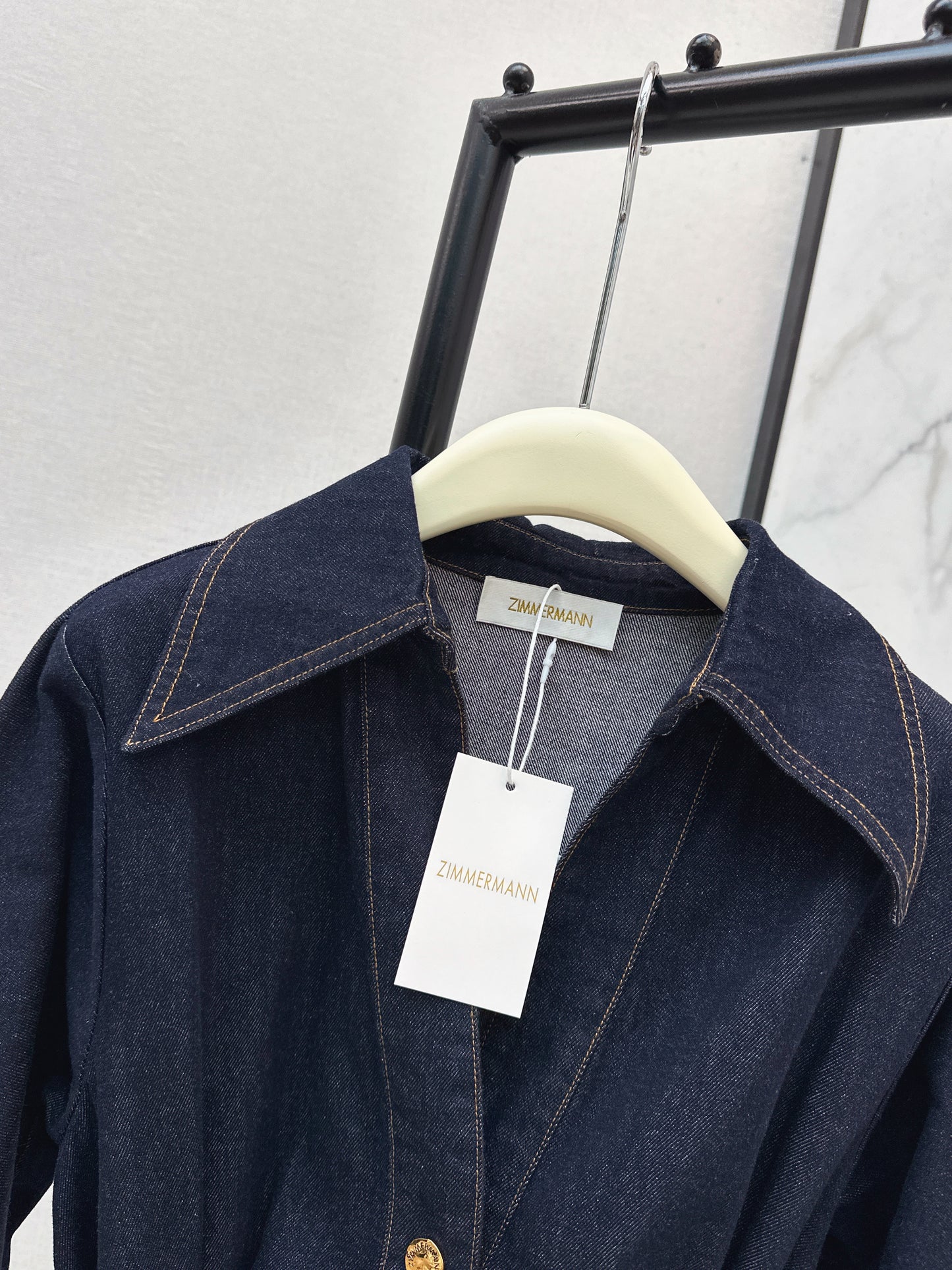 26ss Collared, A-line Denim Dress