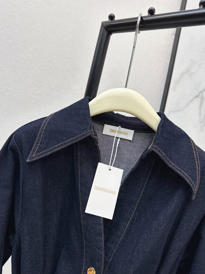 26ss Collared, A-line Denim Dress