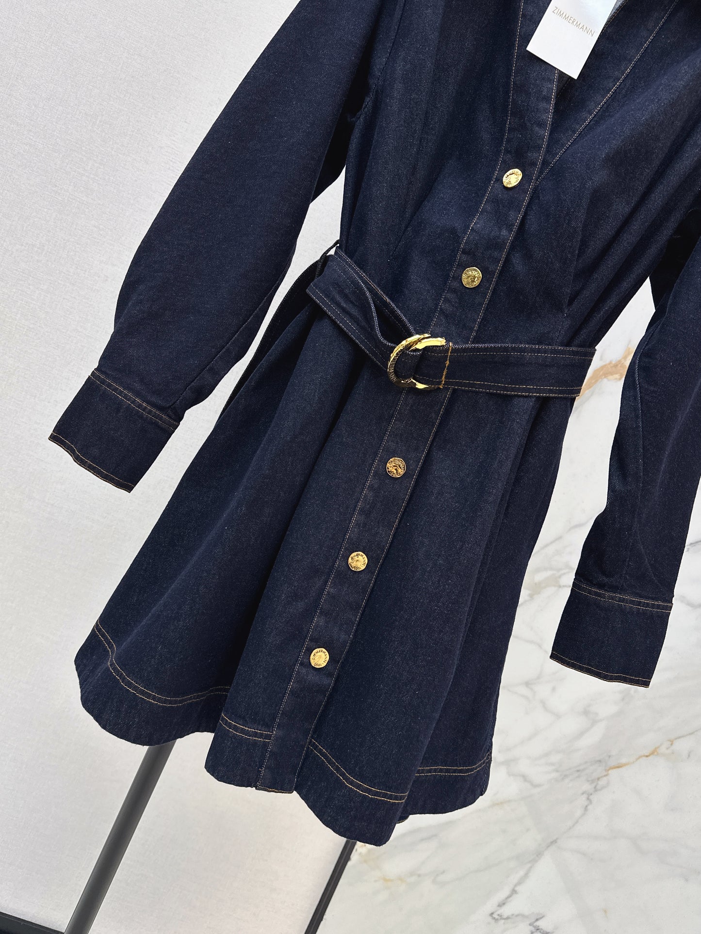 26ss Collared, A-line Denim Dress