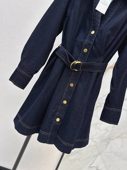 26ss Collared, A-line Denim Dress