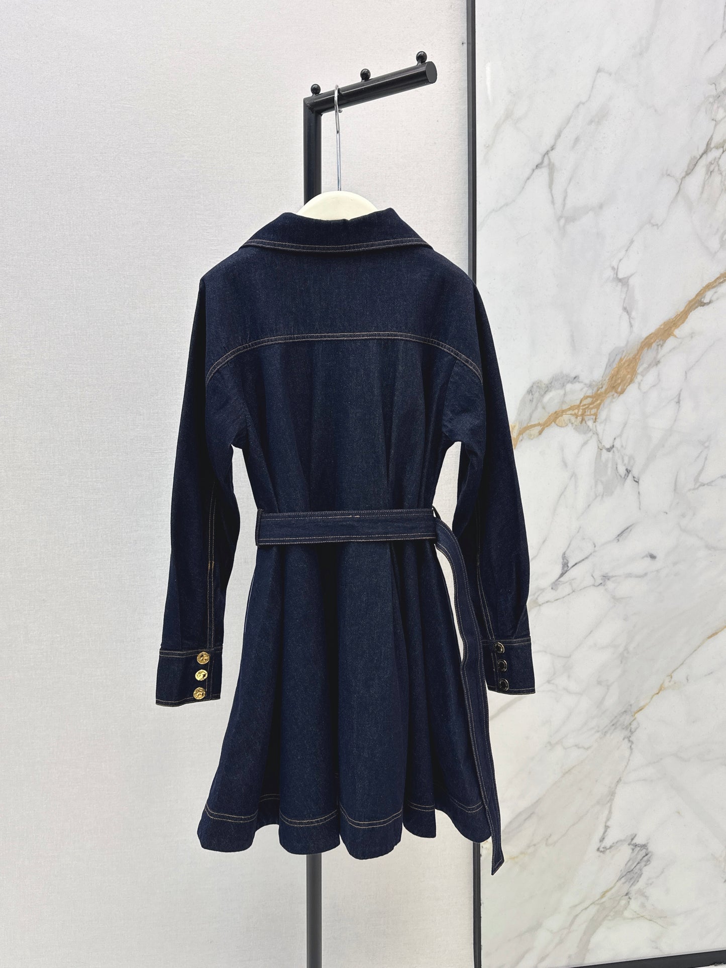 26ss Collared, A-line Denim Dress