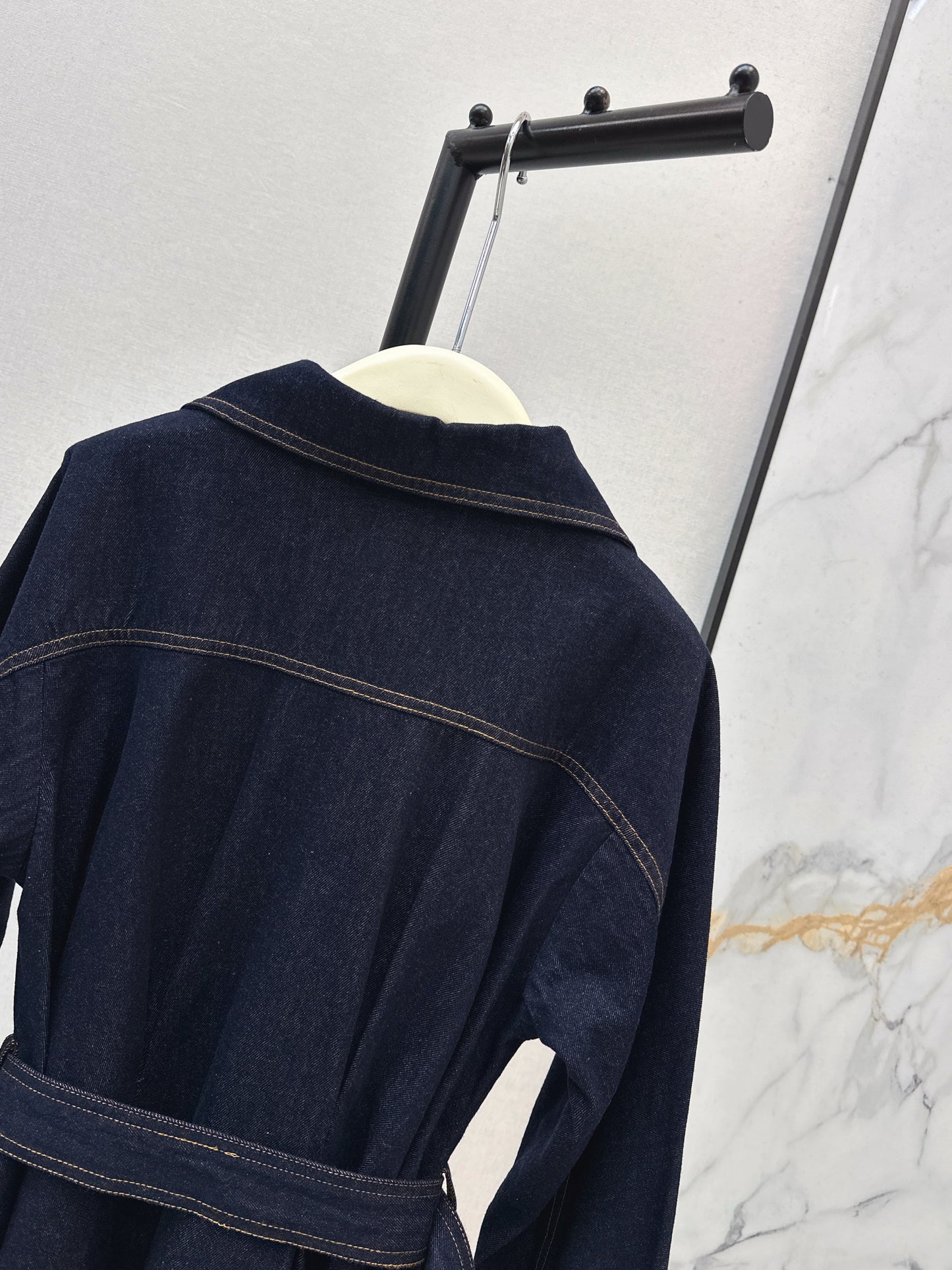 26ss Collared, A-line Denim Dress