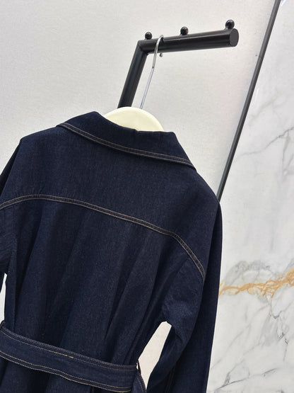 26ss Collared, A-line Denim Dress