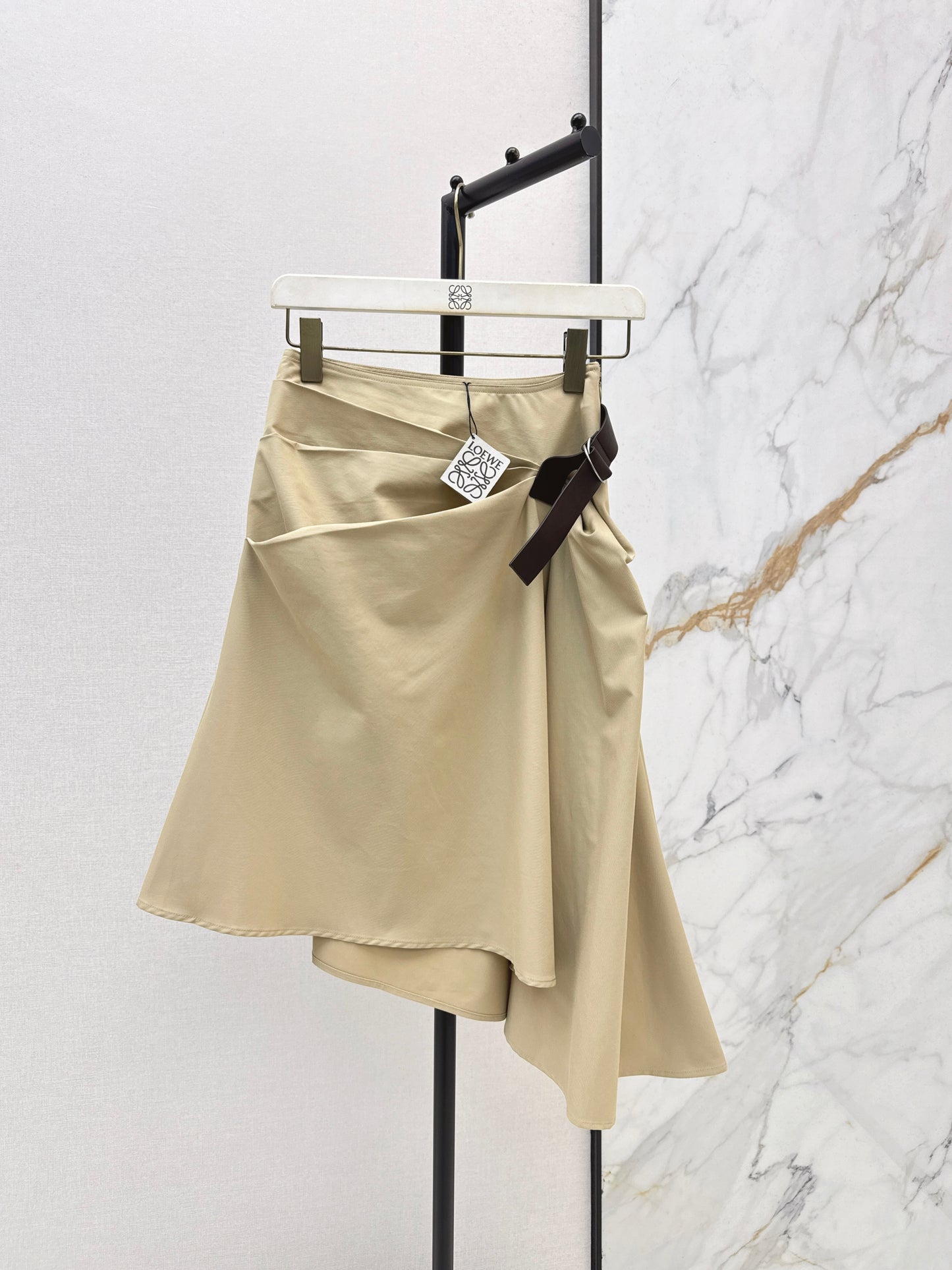 26ss Asymmetrical Pleated Midi Skirt