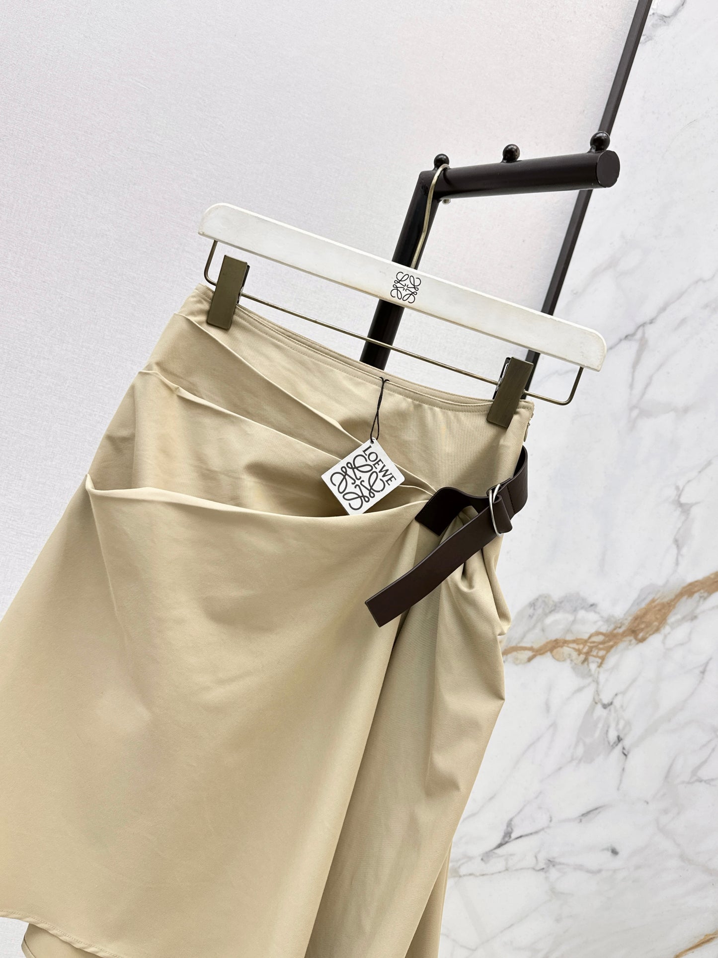 26ss Asymmetrical Pleated Midi Skirt