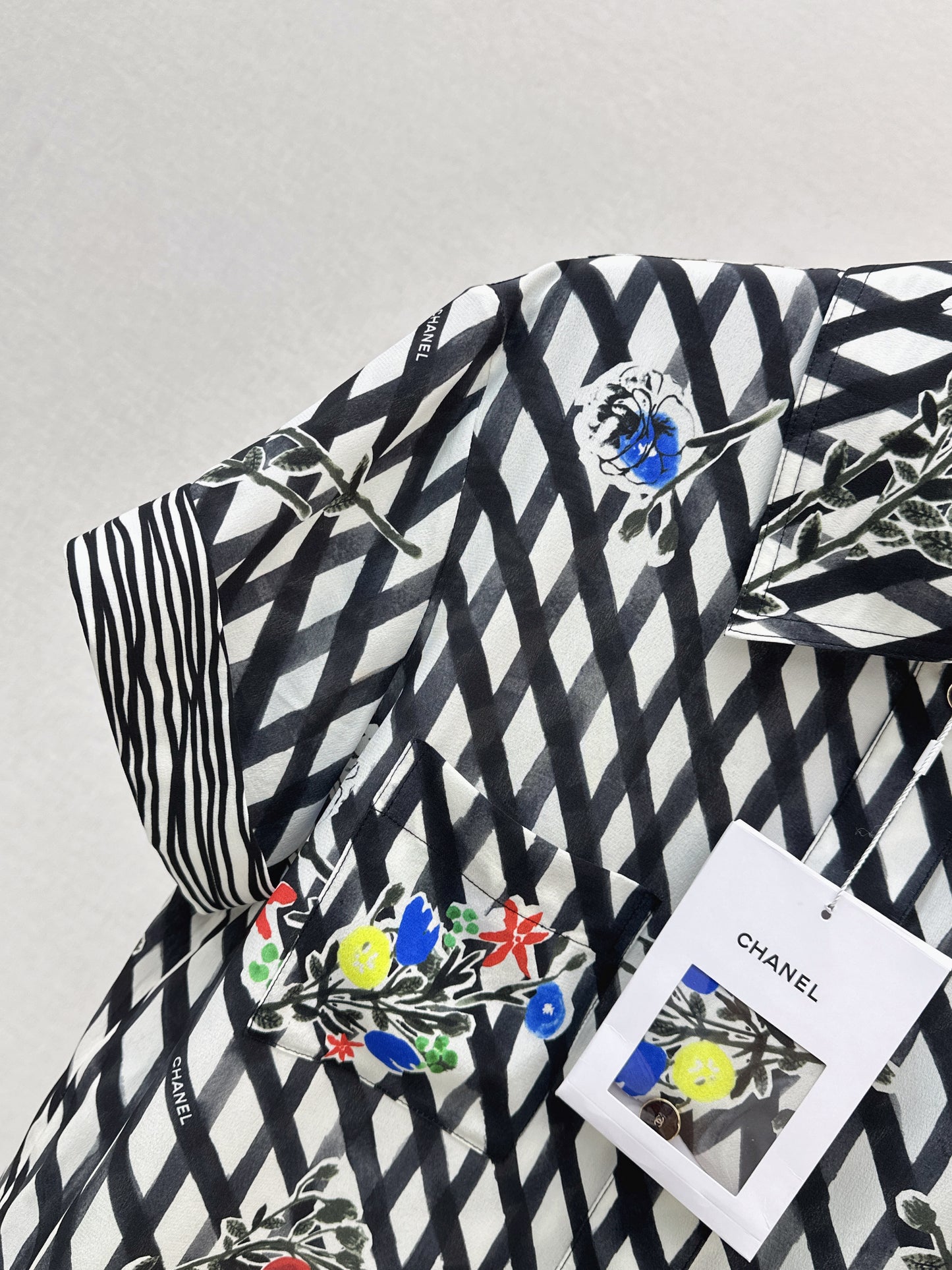 26ss Watercolor Plaid Print Silk Shirt