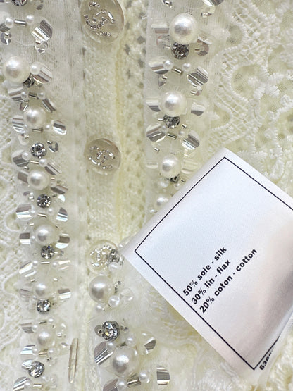 26ss Rhinestone-studded V-neck knit vest