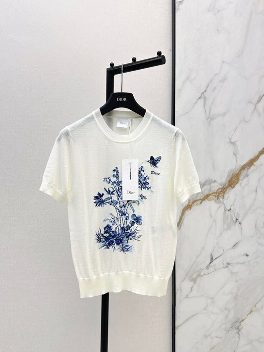 26ss Floral Embroidery Short-Sleeve T-Shirt