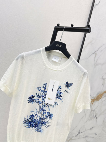 26ss Floral Embroidery Short-Sleeve T-Shirt