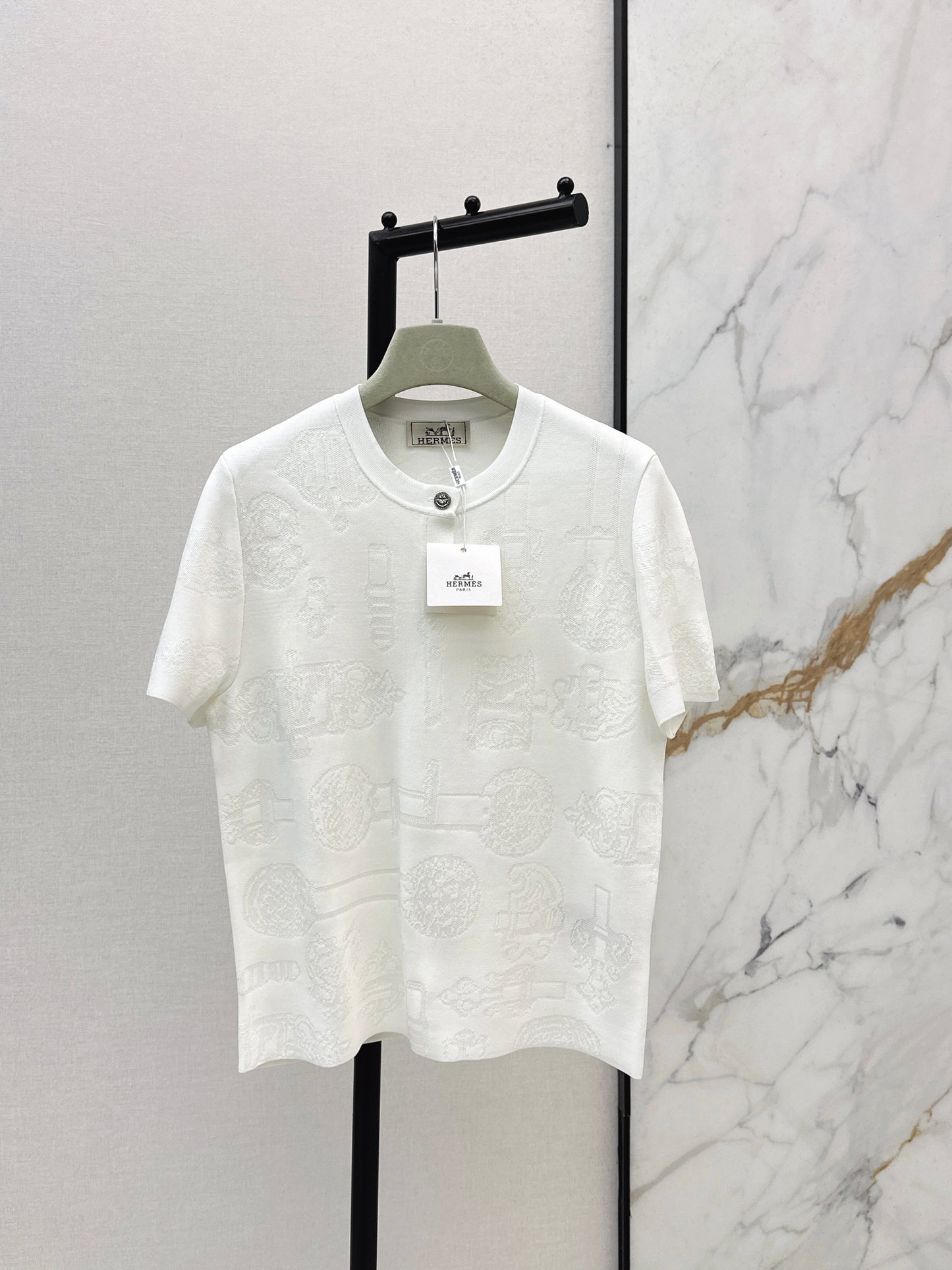 26ss Metal Button Wool Short-Sleeve T-Shirt