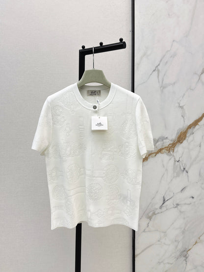 26ss Metal Button Wool Short-Sleeve T-Shirt