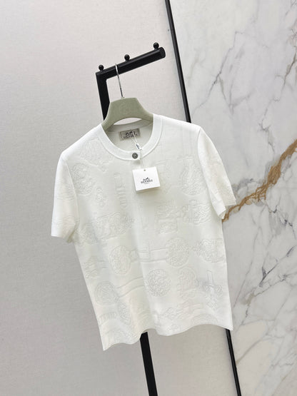 26ss Metal Button Wool Short-Sleeve T-Shirt