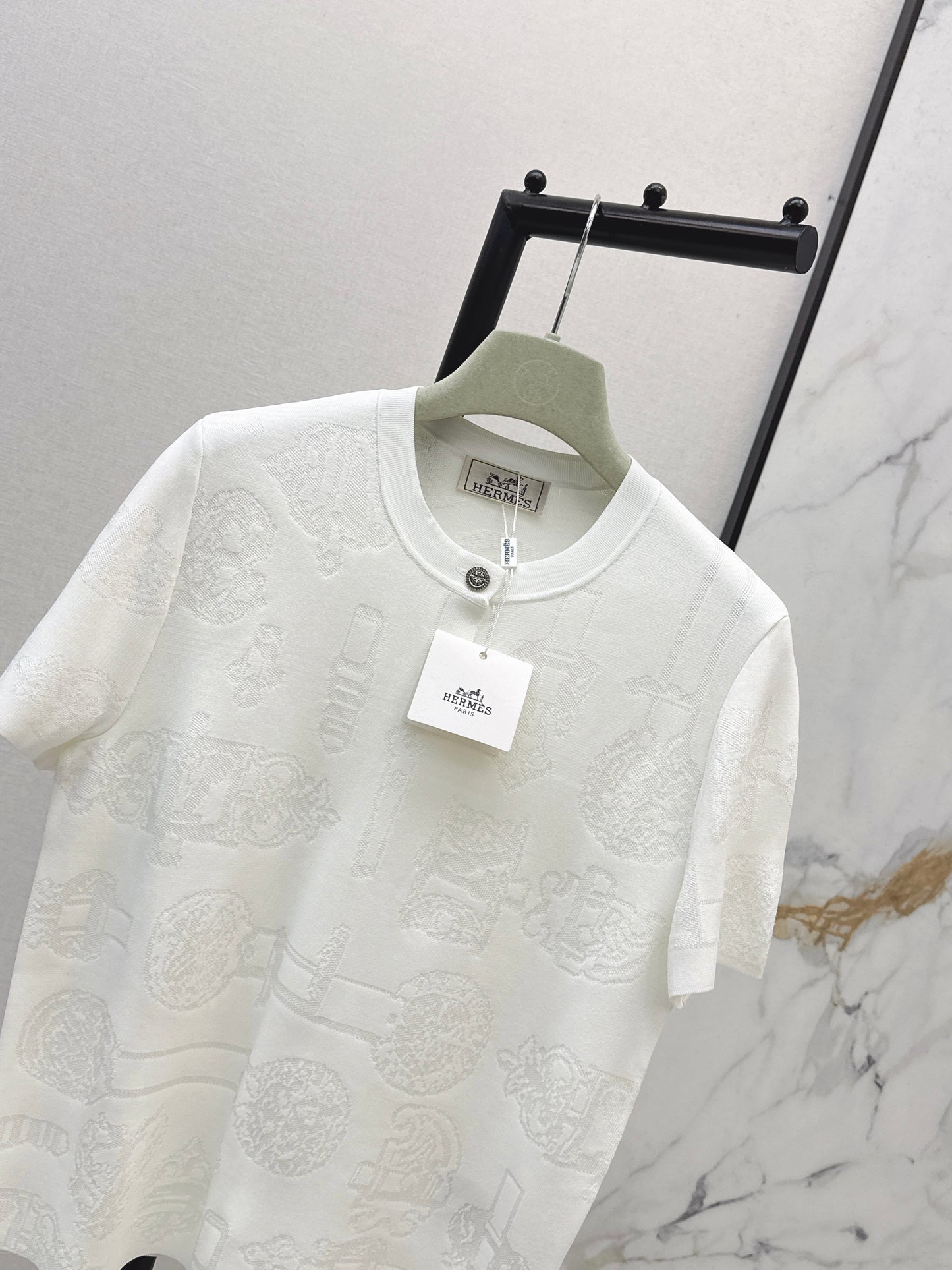 26ss Metal Button Wool Short-Sleeve T-Shirt
