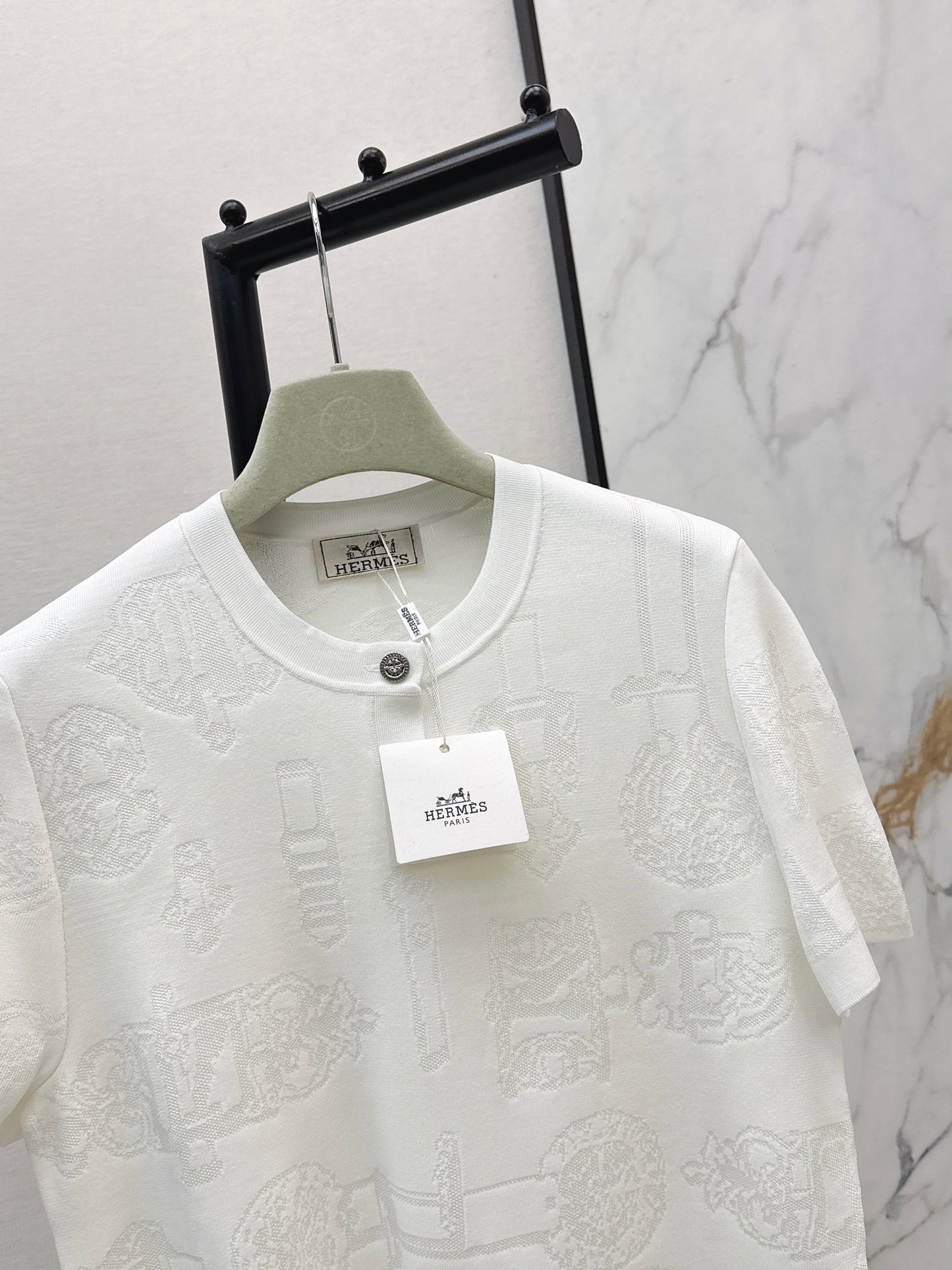 26ss Metal Button Wool Short-Sleeve T-Shirt