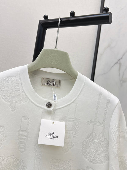26ss Metal Button Wool Short-Sleeve T-Shirt
