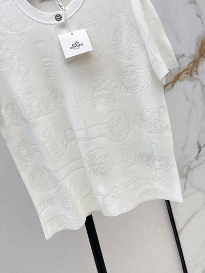 26ss Metal Button Wool Short-Sleeve T-Shirt