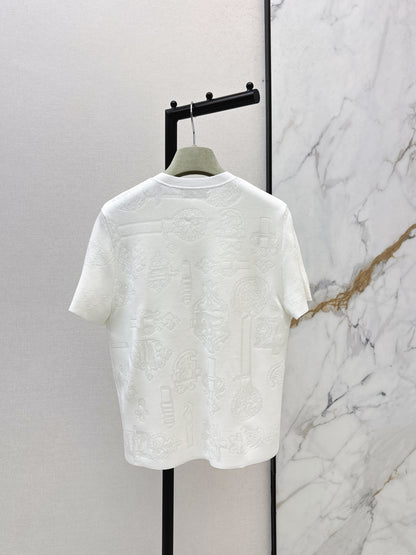 26ss Metal Button Wool Short-Sleeve T-Shirt