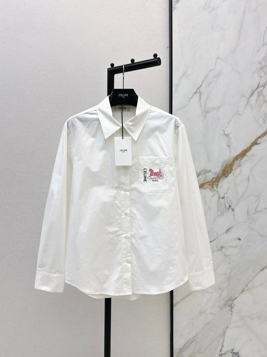 26ss Horse-drawn carriage embroidered shirt