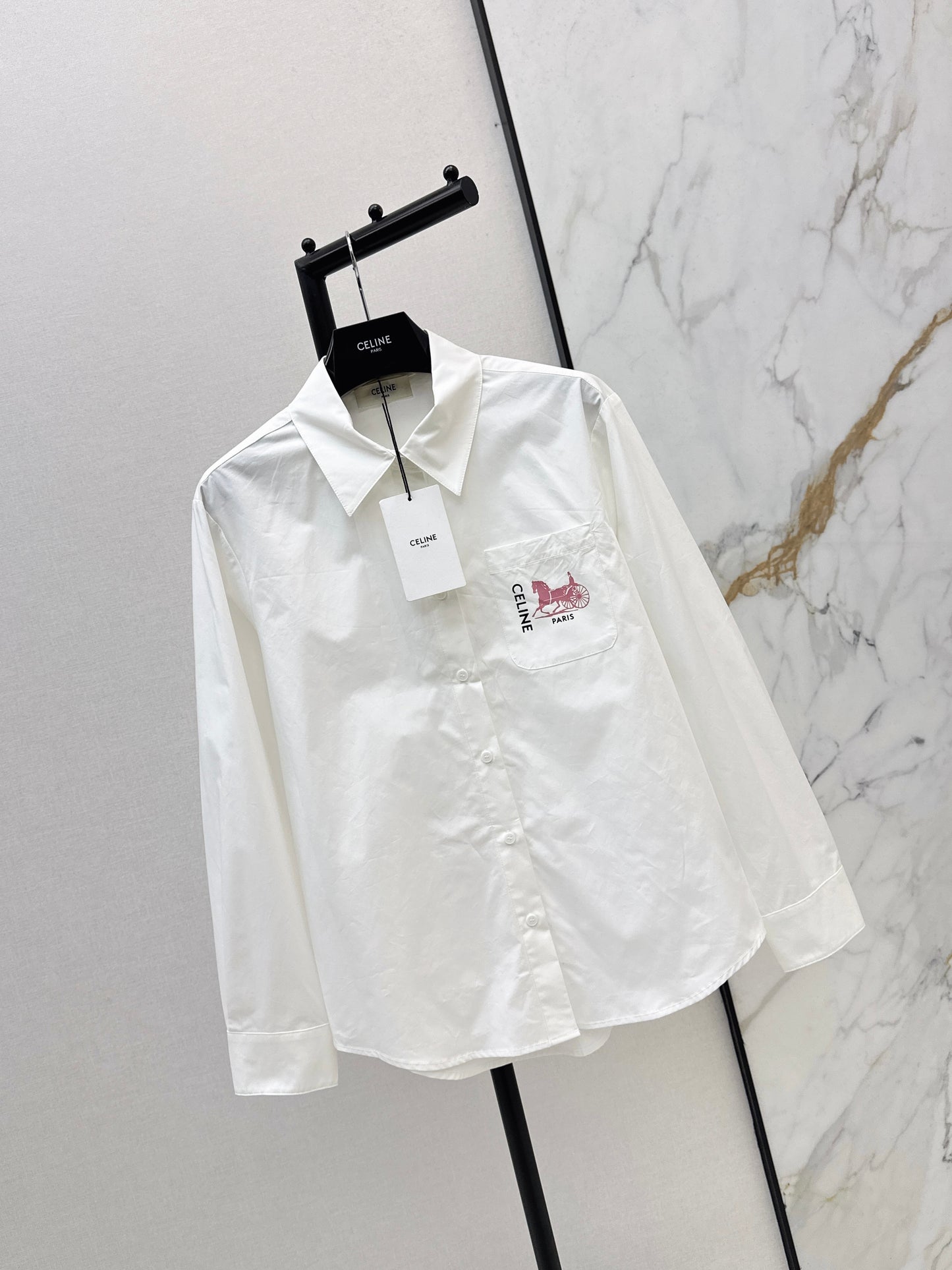 26ss Horse-drawn carriage embroidered shirt